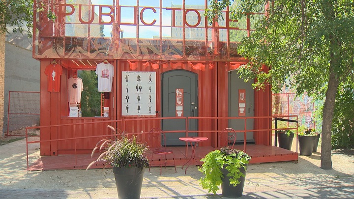 Pop-up toilets in downtown Winnipeg relocated to Portage Avenue on Thursday, July 12.