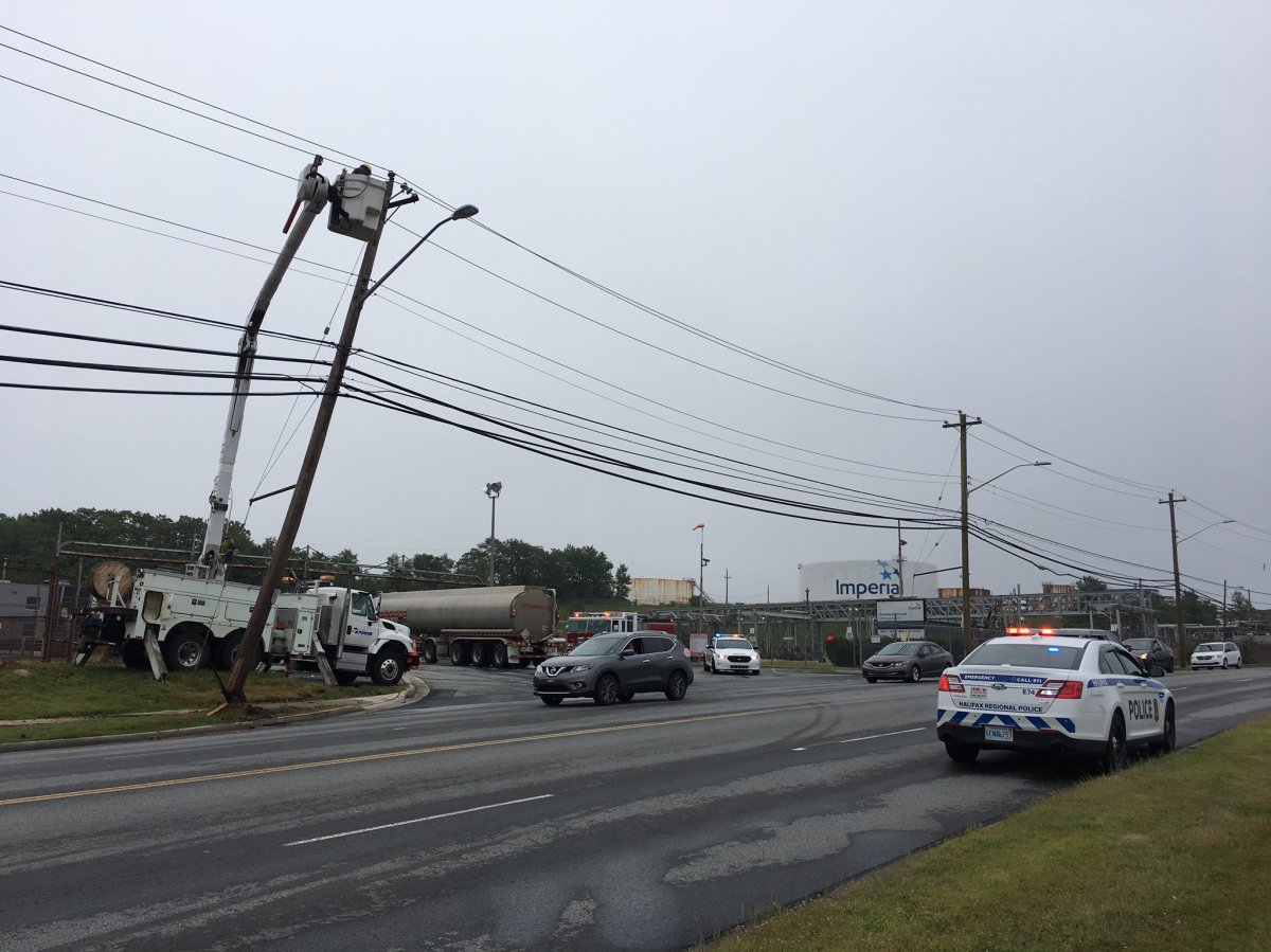 Thousands of people were without power on Sunday in Eastern Passage, N.S., after a vehicle struck a power pole. 