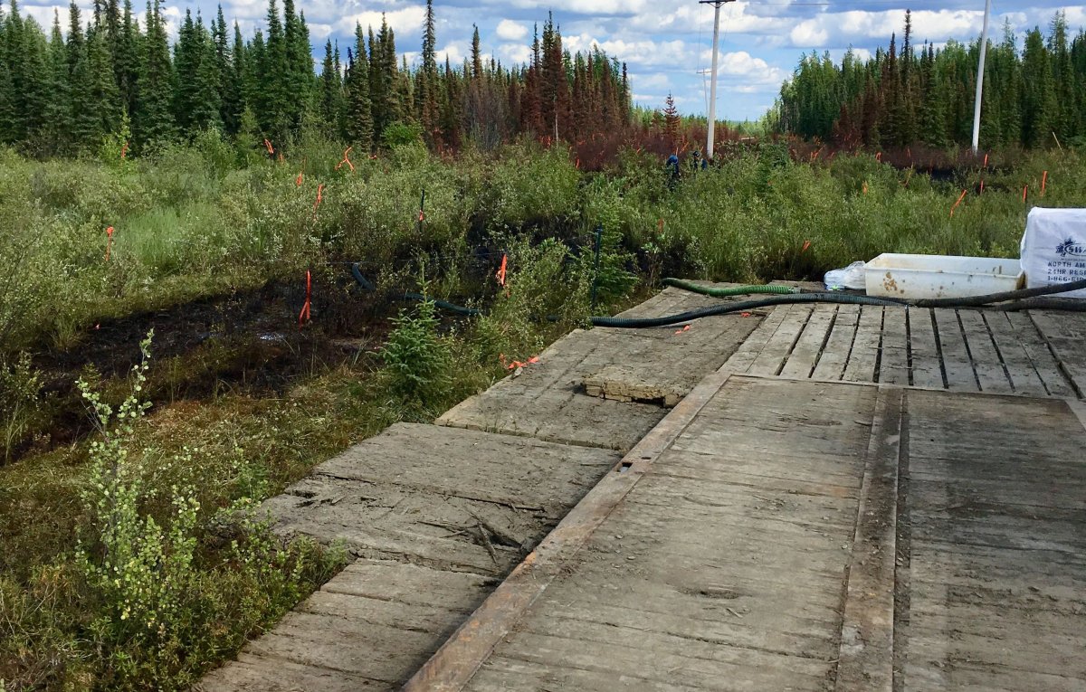 An oil spill north of Red Earth Creek, Alta.