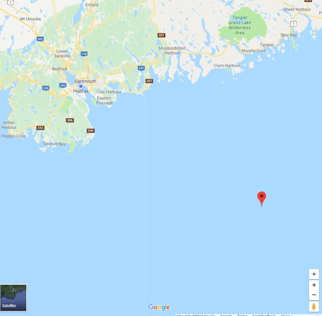 Joint Task Force Atlantic says the incident happened about 35 NM southeast, off Halifax’s coast.