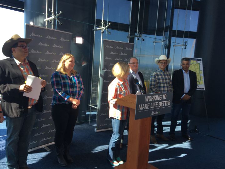 Premier Rachel Notley announces the construction of the final leg of the Calgary ring road on July 5, 2018.