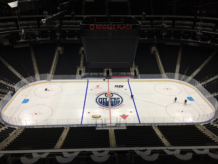 The ice at Rogers Place on July 29, 2018.