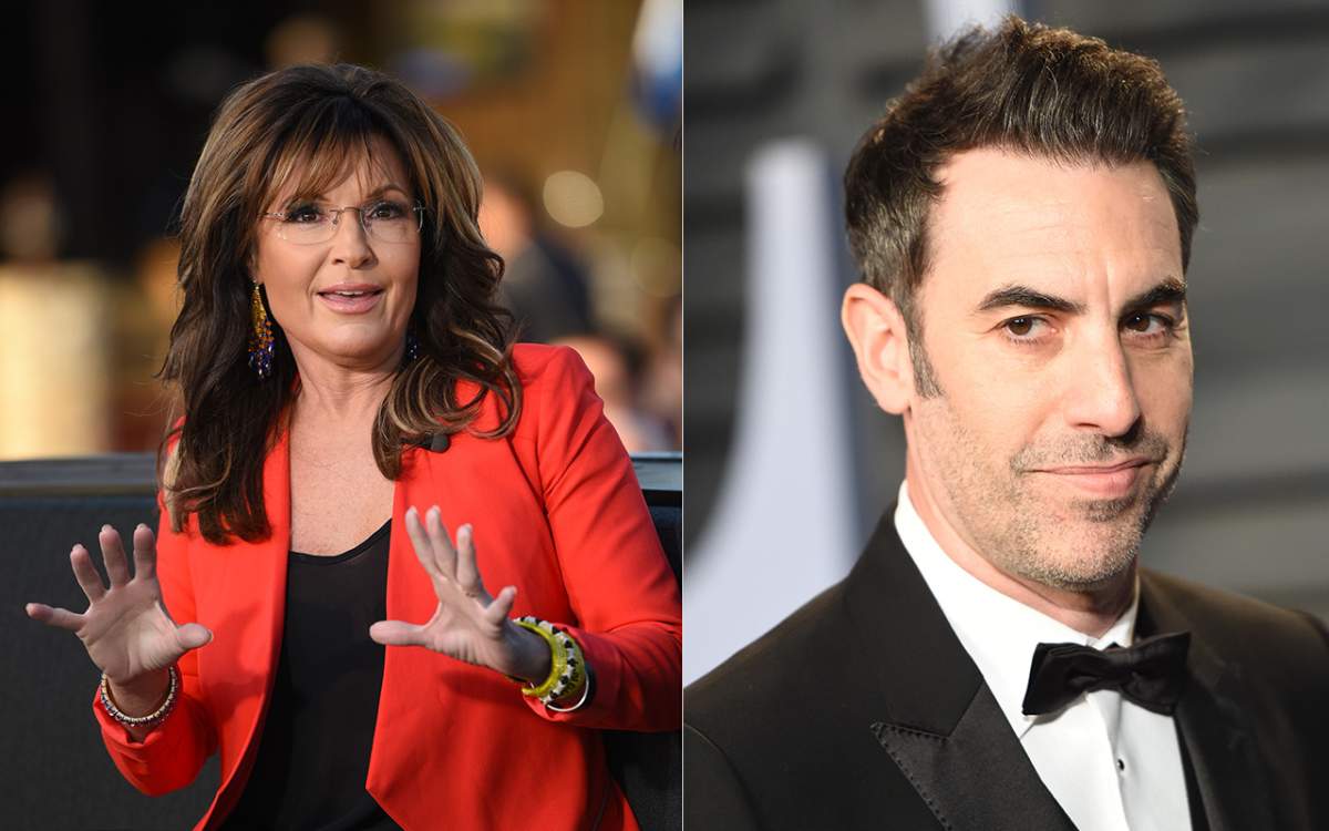 (L-R): Sarah Palin and Sacha Baron Cohen.