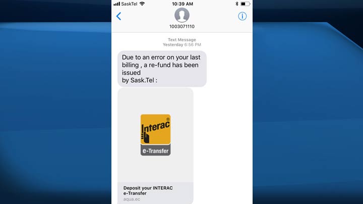 Saskatoon police are using this example of how a recent phone bill scam appears via text message.