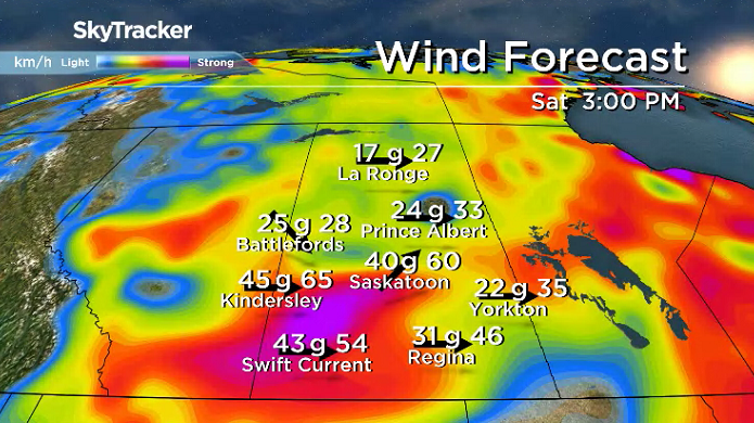 Strong southwesterly winds will roll in on Saturday ahead of a cold front pushing in.