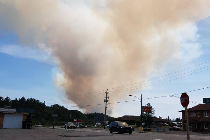 A forest fire burns near Temagami, Ont. this week.