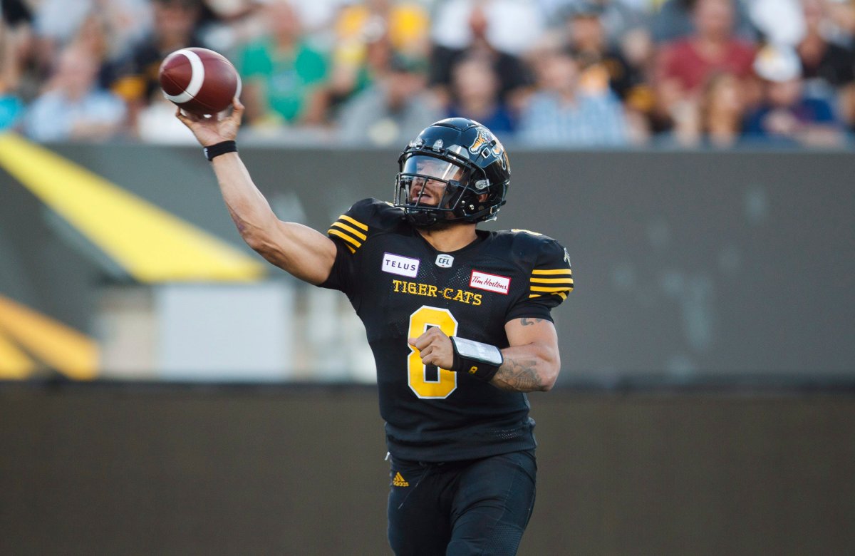 Hamilton Tiger-Cats quarterback Jeremiah Masoli will try to lead his team to a fifth consecutive win over the Toronto Argonauts on Labour Day.