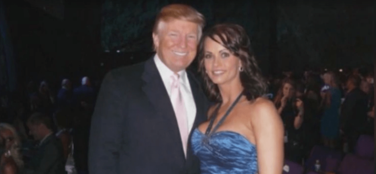 Donald Trump, left, and ex-Playboy model Karen McDougal, right.
