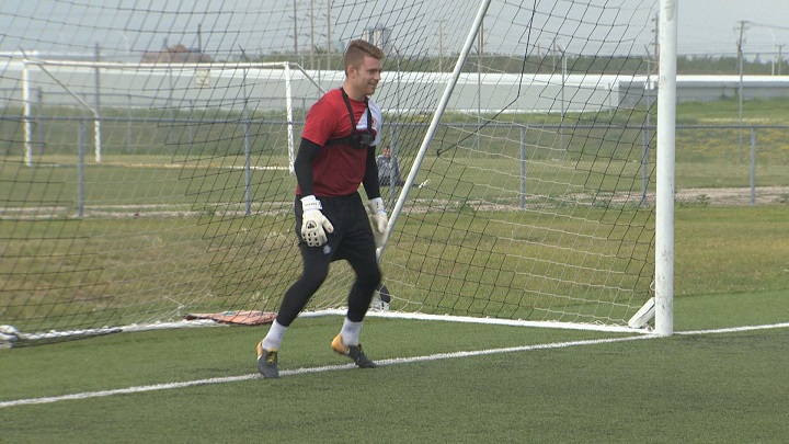 Winnipeg's Tyson Farago practices with WSA Winnipeg of the PDL.