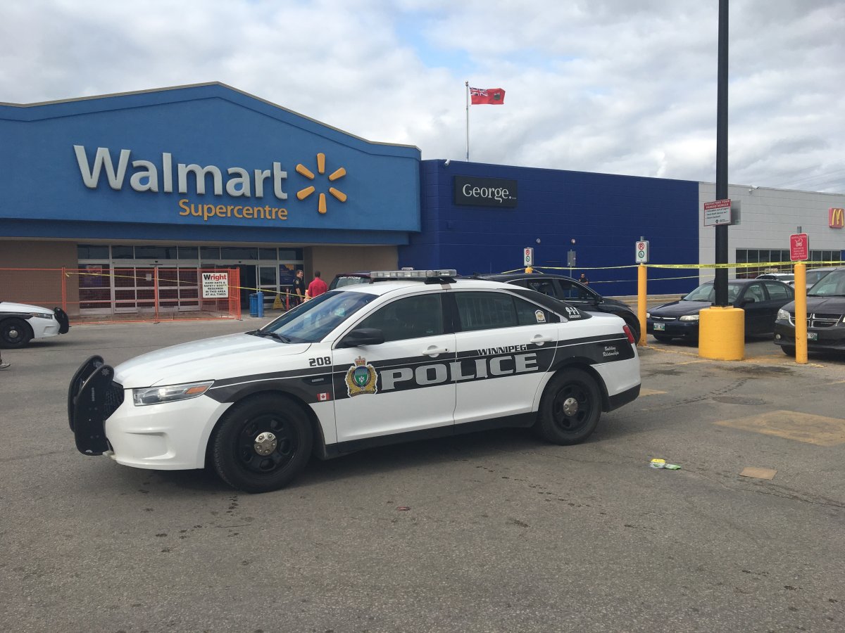 Winnipeg Police on the scene of an assault at Empress Street Walmart.  