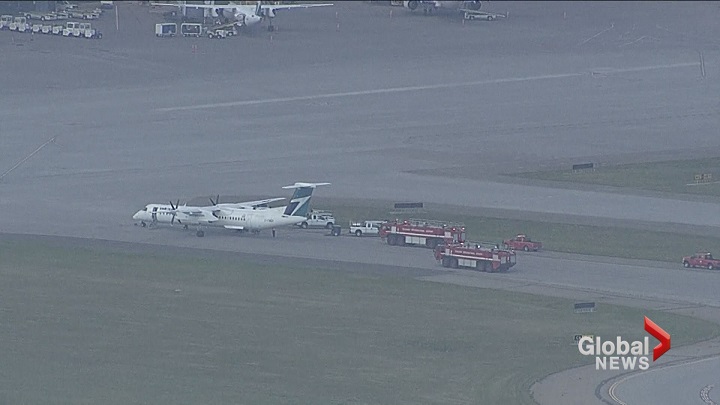WestJet Encore flight 3278 forced to make an emergency landing in Calgary on July 12, 2018 .