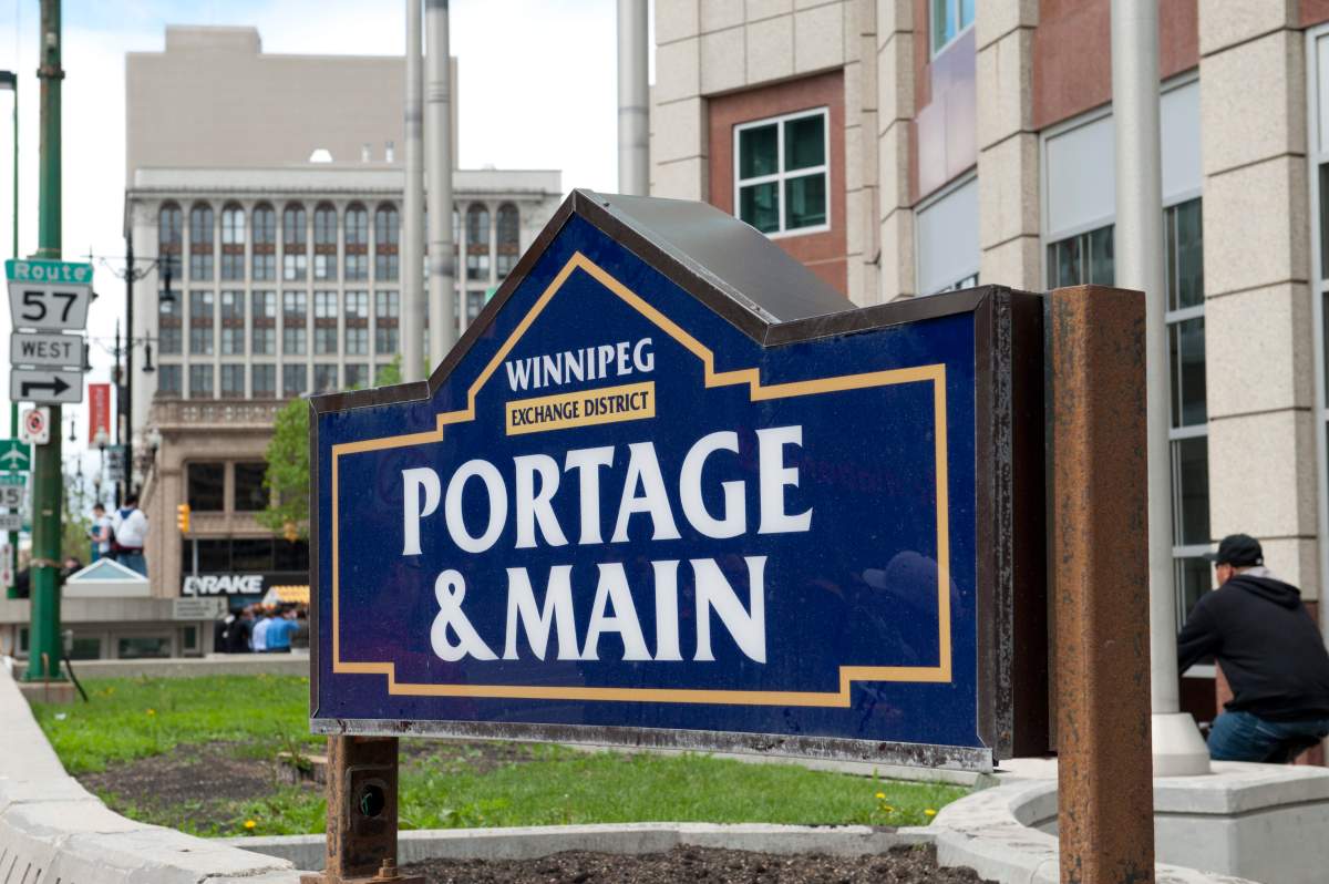 Portage and Main in Winnipeg.