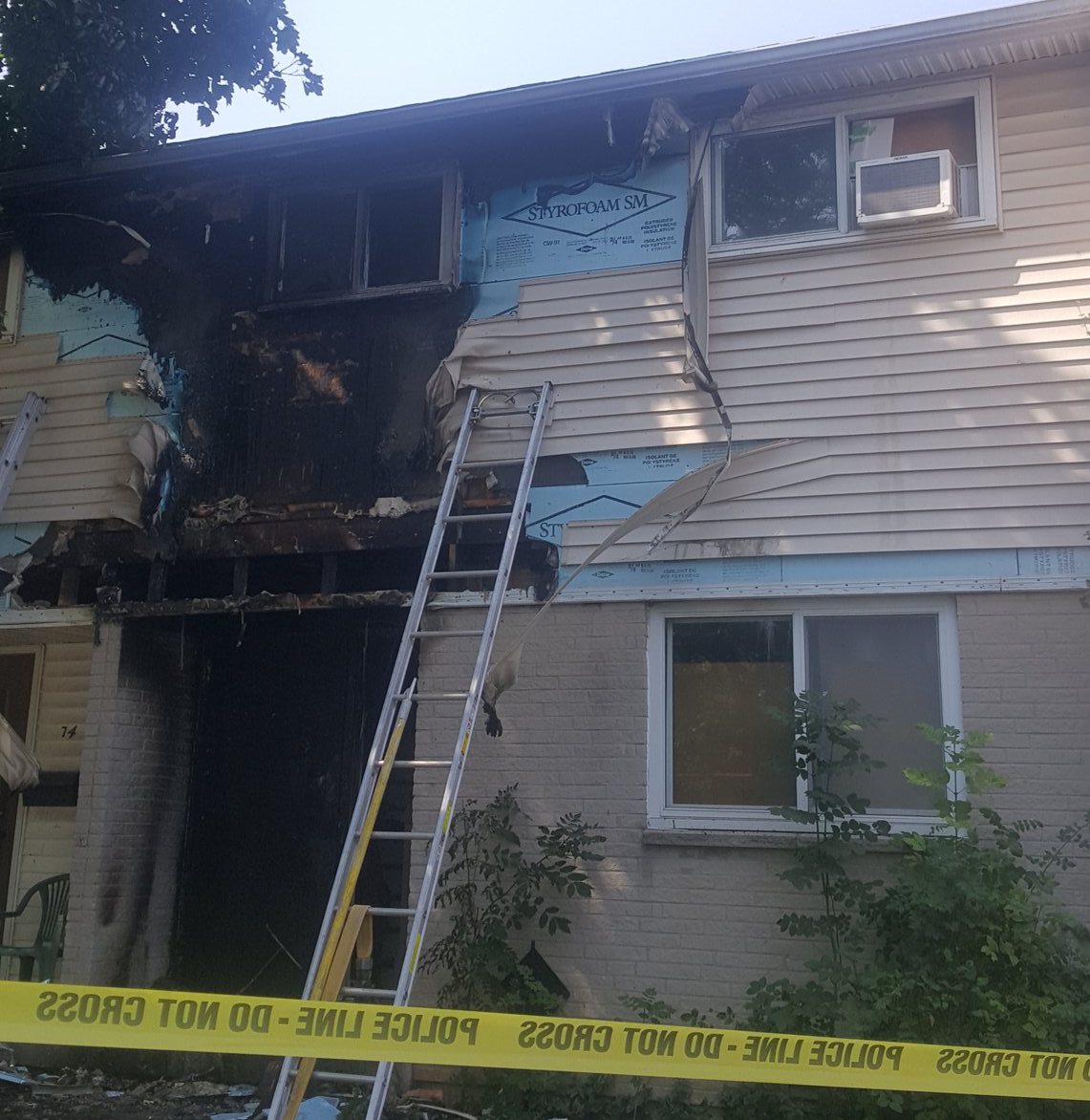 Ontario's fire marshall's office is investigating after two fires broke out in the same townhouse complex Tuesday morning.