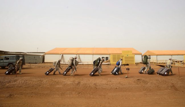 Canadian troops arrive to a UN base in Gao, Mali, June 25, 2018.