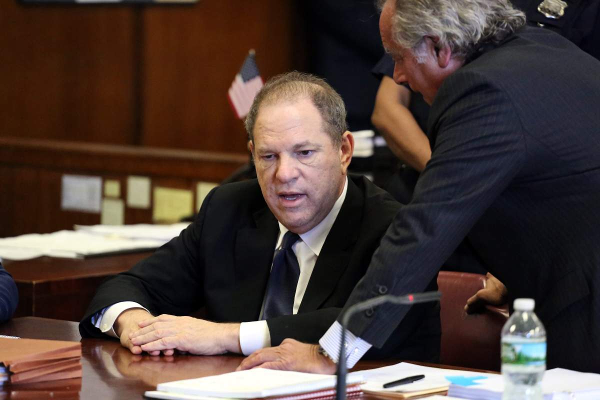 Former movie producer Harvey Weinstein (L) and his attorney Benjamin Brafman (R) appear in New York State Supreme Court, during his arraignment on additional accusations of committing forcible sex acts, in New York.