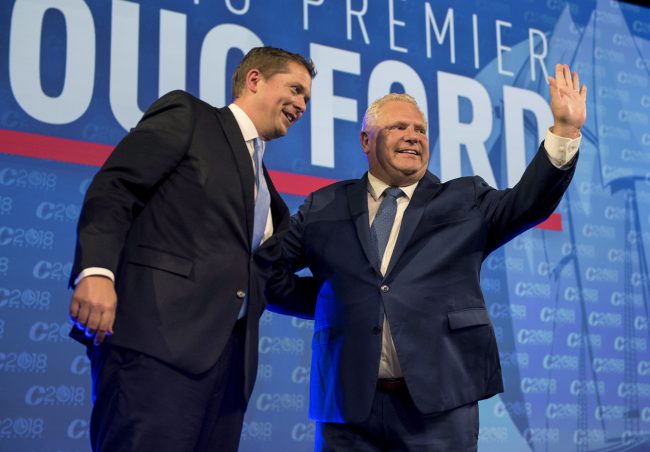 Ontario Premier Doug Ford, right, and Conservative leader Andrew Scheer in 2018,.