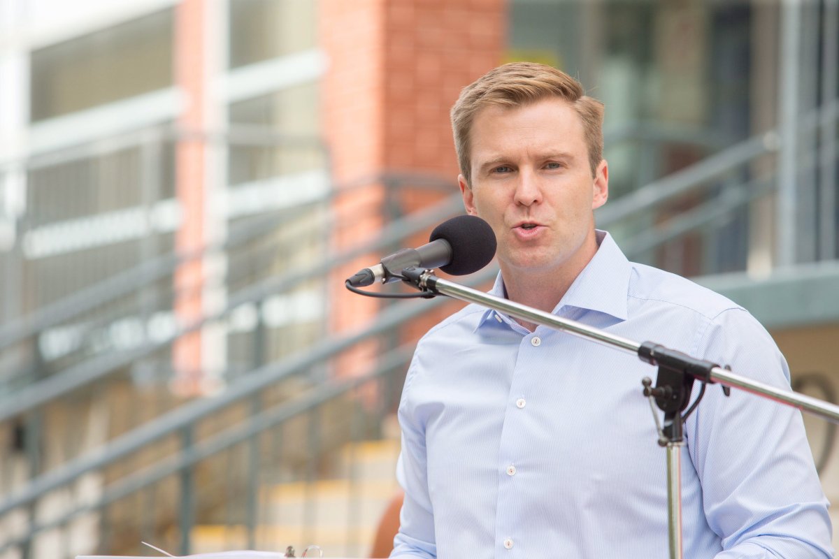 New Brunswick Liberal Leader Brian Gallant speaks at a campaign stop in Fredericton on Tuesday, Aug. 28, 2018. 
