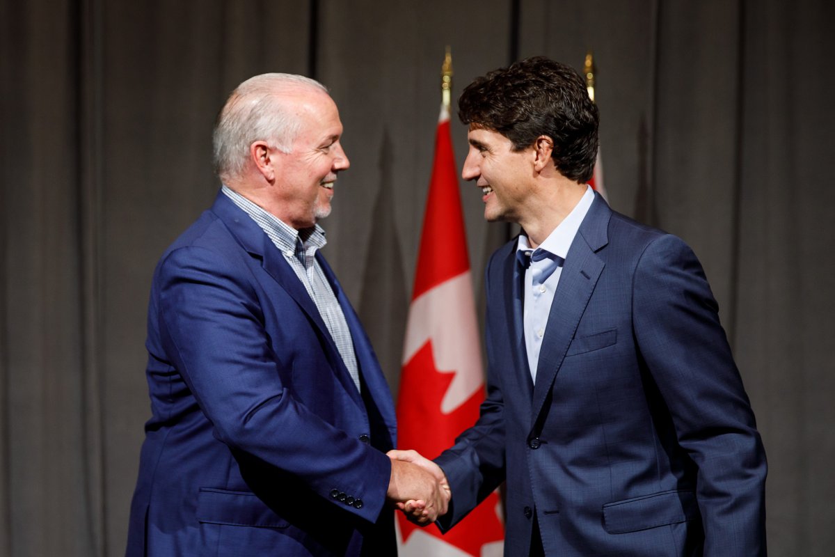 B.C. Premier John Horgan meets with Prime Minister Justin Trudeau in Nanaimo. 