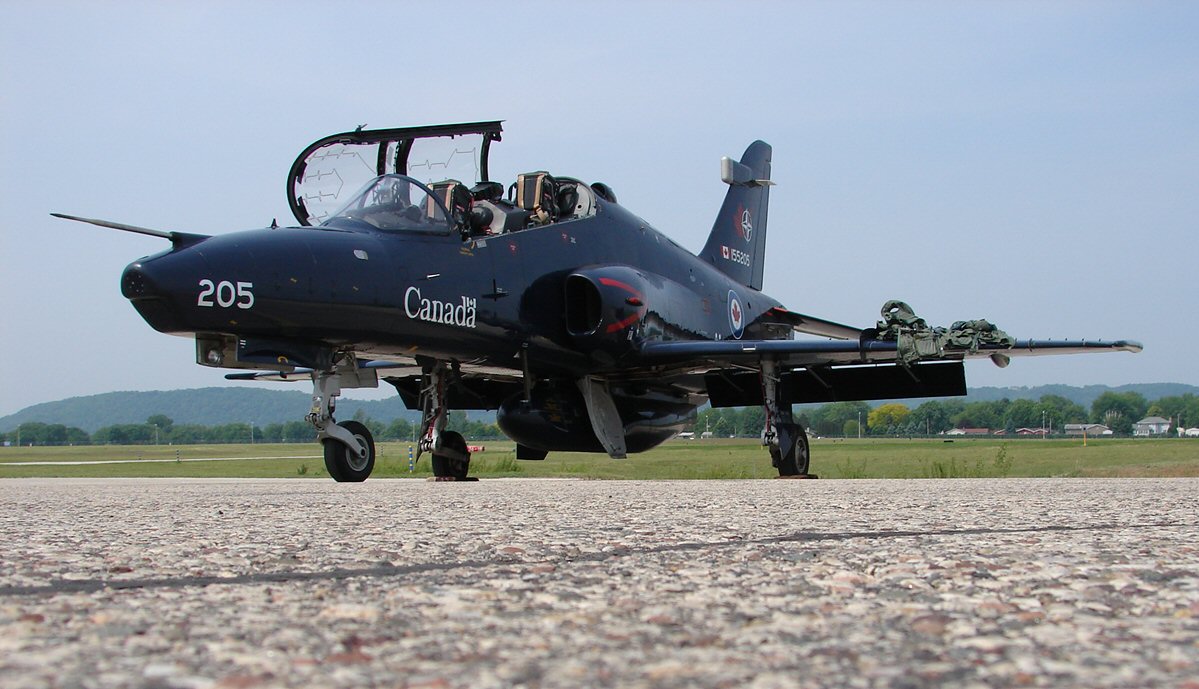 Two CT-155 Hawks will fly over Investors Group Field Friday.