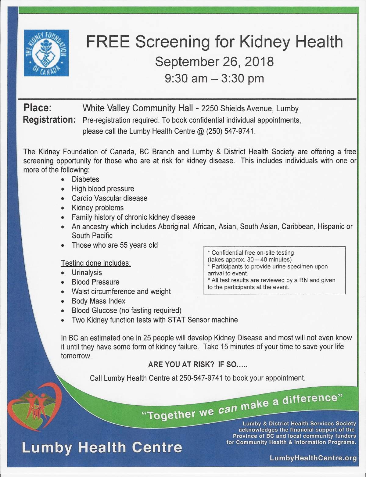 FREE Screening for Kidney Health - image
