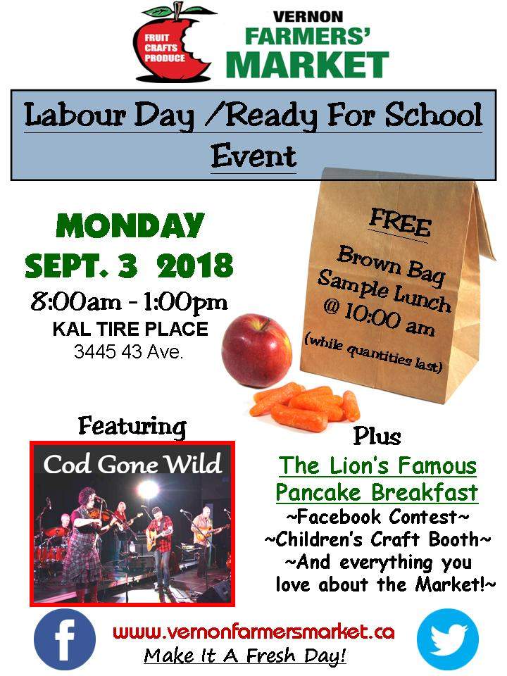 Vernon Farmers Market Labour Day / Ready For School Event - image