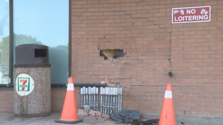 Damage to the 7-Eleven on 23 Street North.
