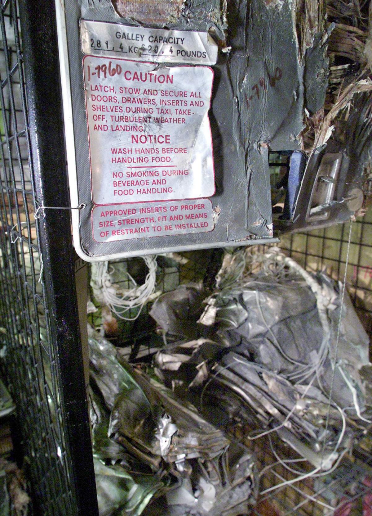 The galley area is seen in the partially reconstructed forward section of Swissair Flight 111 at a news conference in Halifax on Monday, Dec. 4, 2000.