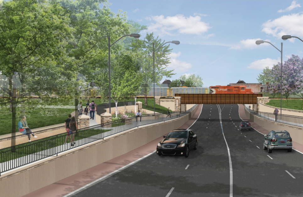 A digital rendering of the planned underpass along Adelaide Street from a different angle.