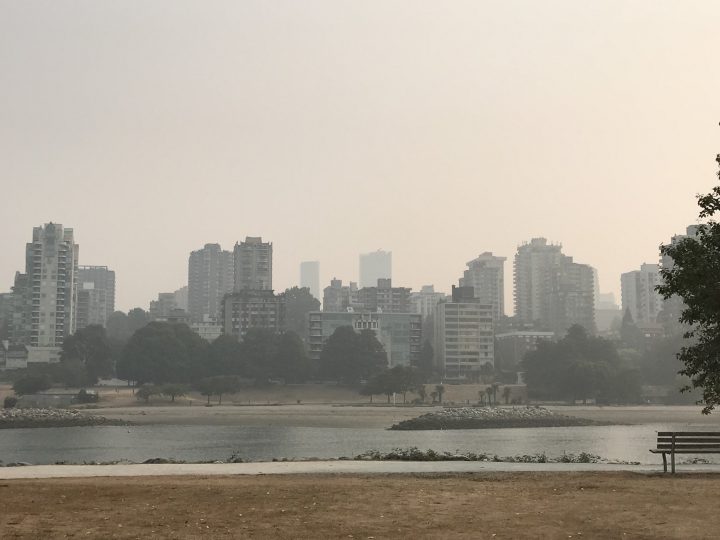 Wildfire smoke impacts the Vancouver skyline in August 2018. A new report from Metro Vancouver says air quality is still expected to improve by 2035.