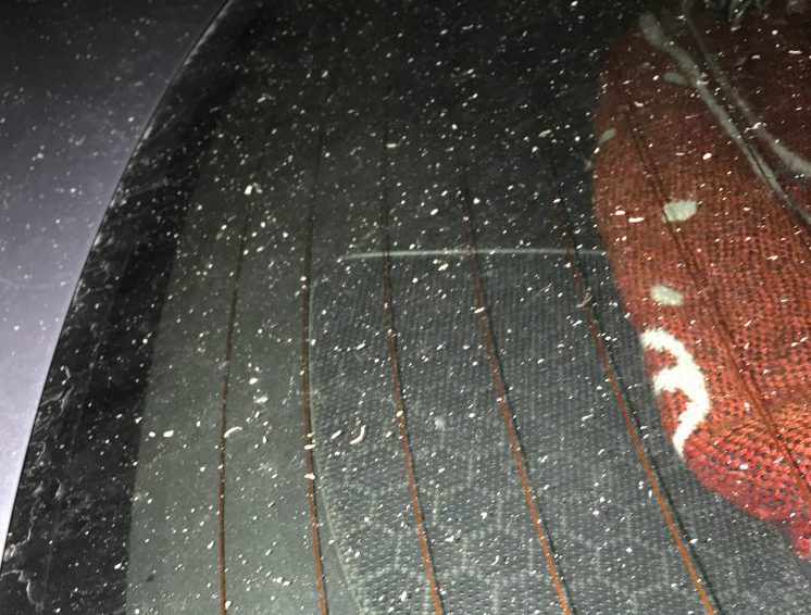 Ash on car at Idabel Lake, east of Kelowna, BC, Aug. 16, 2018