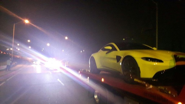 An Aston Martin was seized after being found speeding in a school zone.