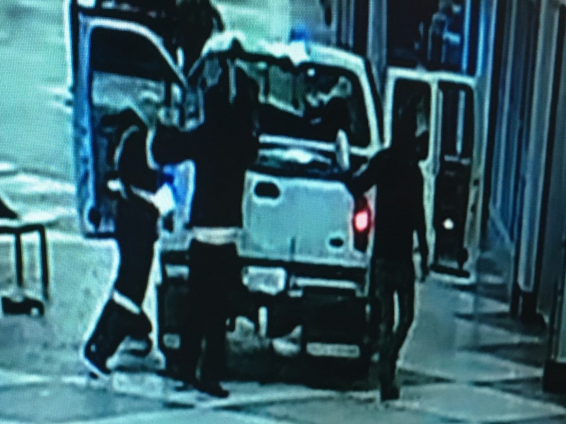 Still from video surveillance showing a truck breaking into Parkland Mall in Red Deer, Alta. where two ATMs were stolen on Thursday, August 2, 2018.