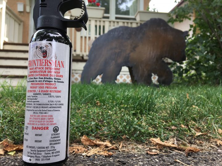 A canister of bear spray is pictured.
