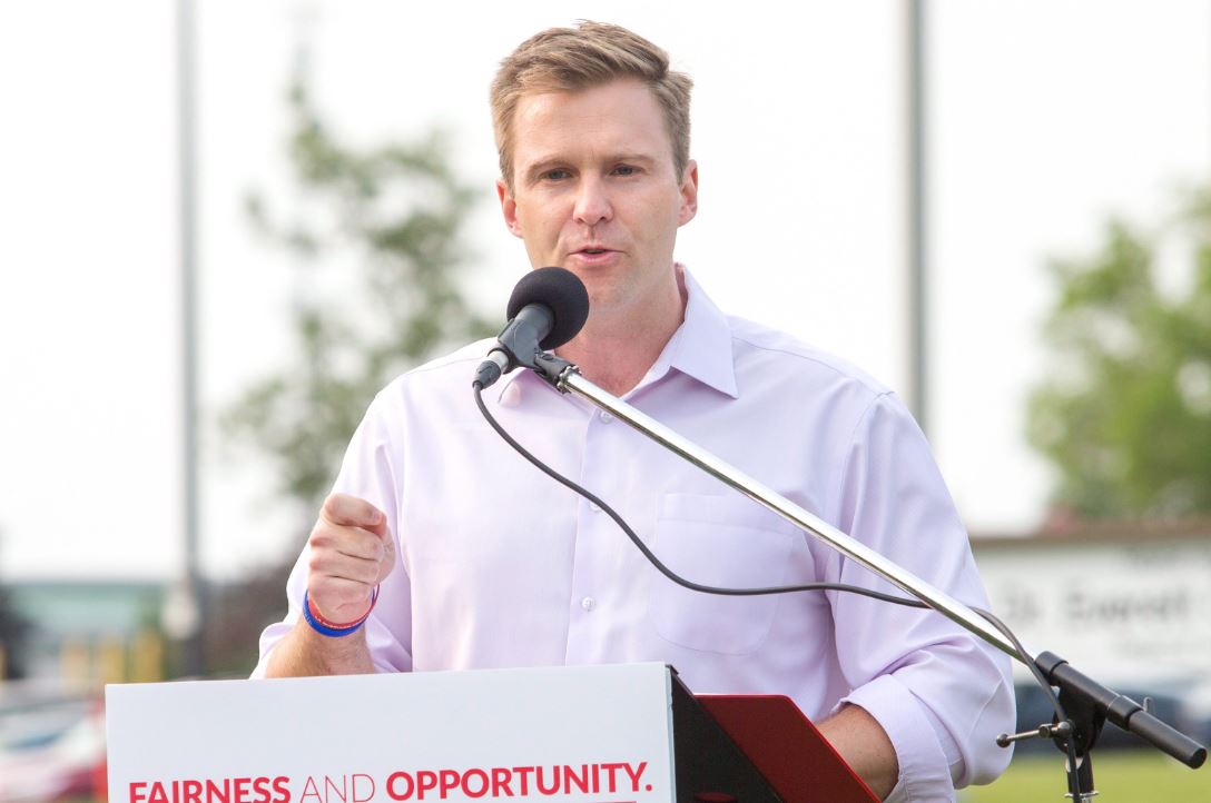 New Brunswick Liberal Leader Brian Gallant speaks at a campaign stop in Fredericton on Friday, Aug. 24, 2018. 