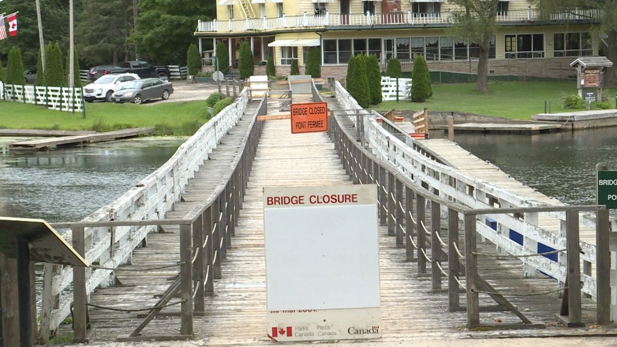 The original timber bridge at the Jones Falls lock station will be replaced by Parks Canada. Work began on the bridge on Thursday.