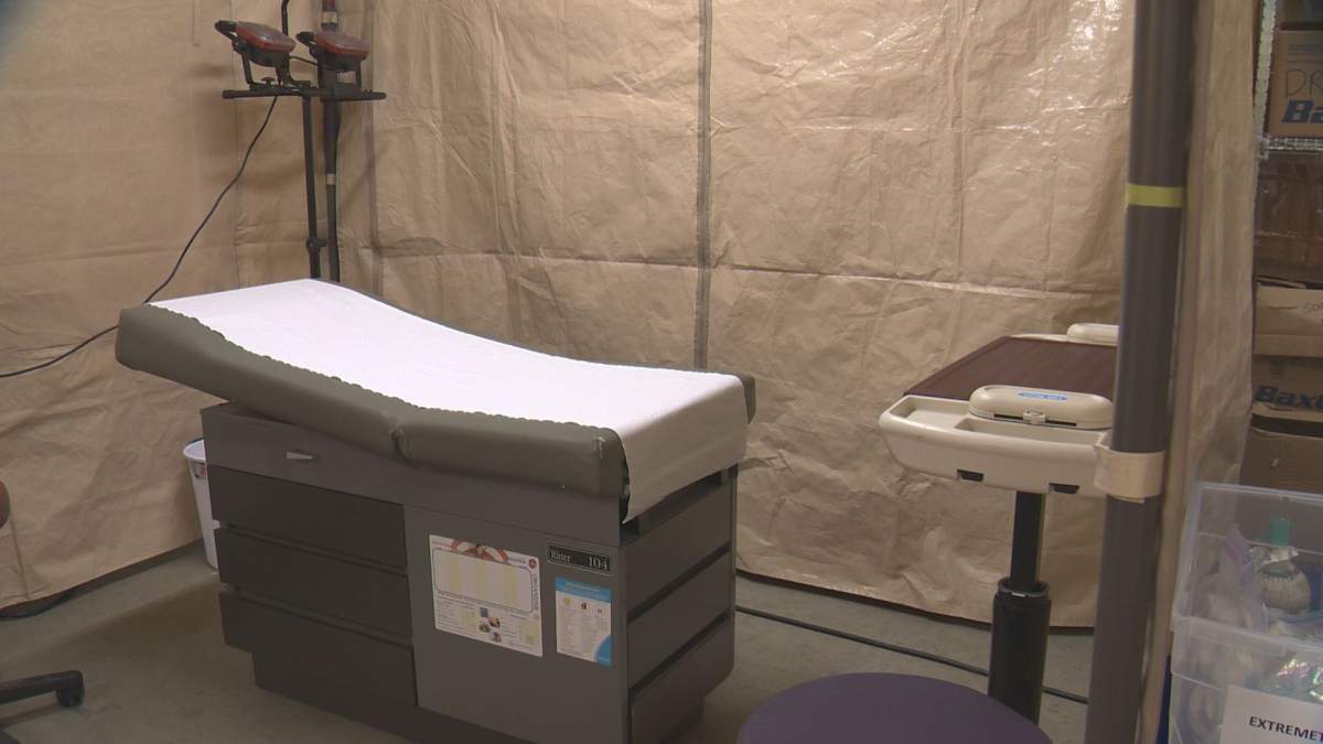 The trauma centre at the main first aid tent. A doctor and dentist are on site to help in case of emergency.