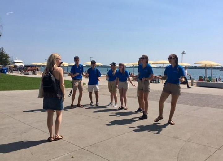 The singing ambassadors perform for visitor at Toronto's waterfront.