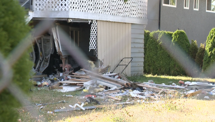 A car crashed into a Surrey home on Friday, August 3, 2018.