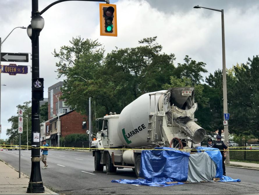 The scene of a fatal collision at King and Queen Streets in Hamilton on Aug. 17.