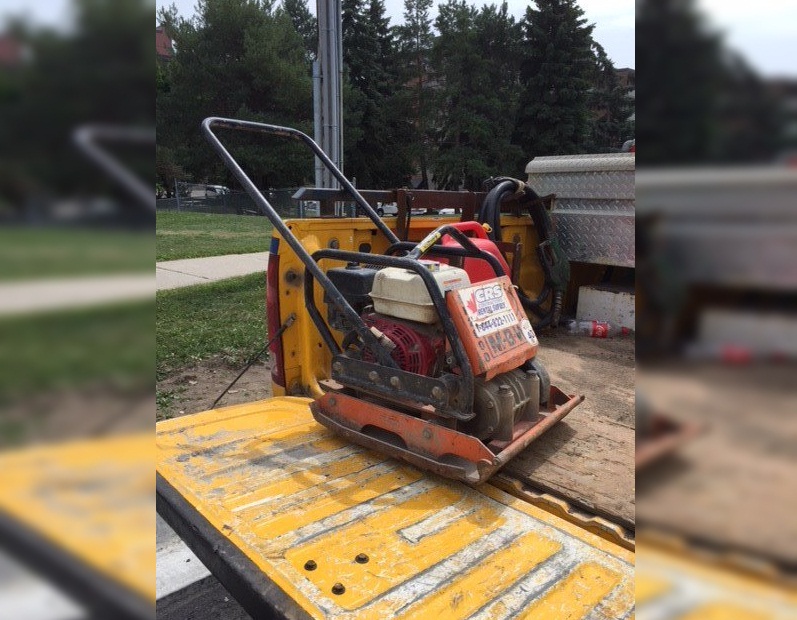 Guelph police say the compactor was stolen from a construction site on Monday while the workers were on lunch.