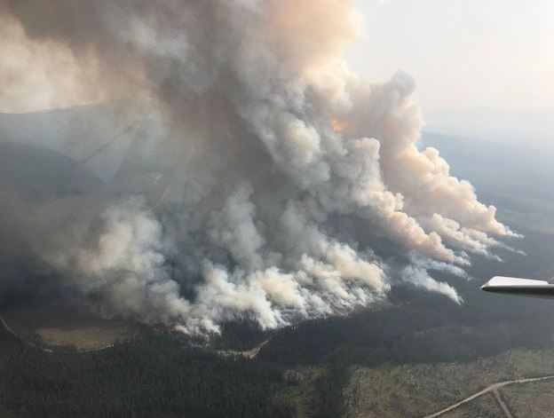 Fire burning near Okanagan Connector, Highway 97C Aug 9, 2018.