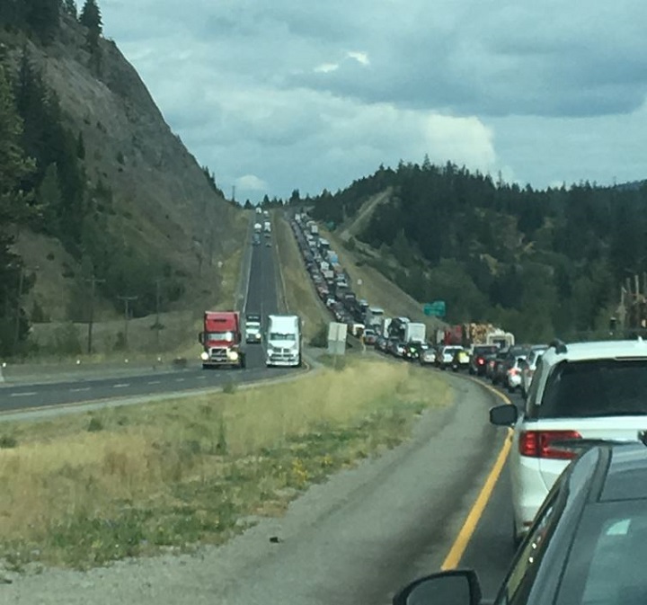 Northbound traffic was backed up on the Coquihalla Highway on Thursday afternoon because of an accident.