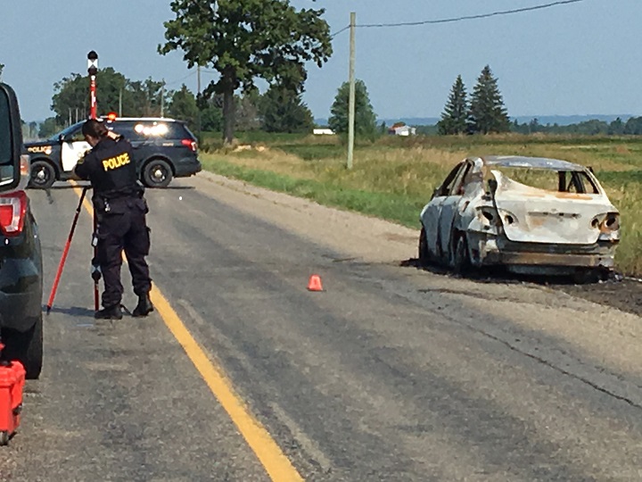 Fatal crash scene on McLaughlin Rd. N between Old School and Mayfield Roads.