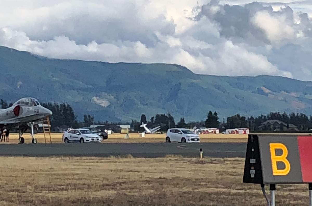 Photos from the Abbotsford Airport show a small plane crashed near the airstrips.