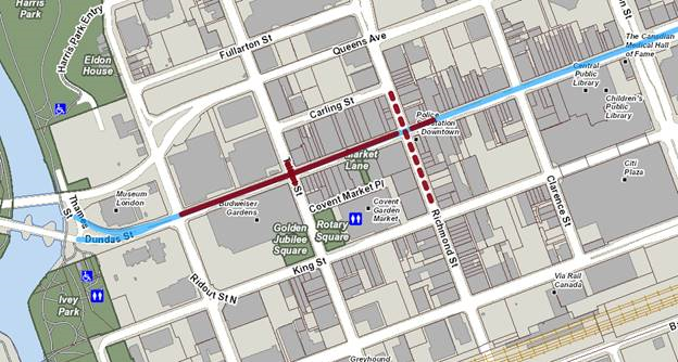 Dundas and Richmond streets will be closed for a 24 hour period over the weekend.