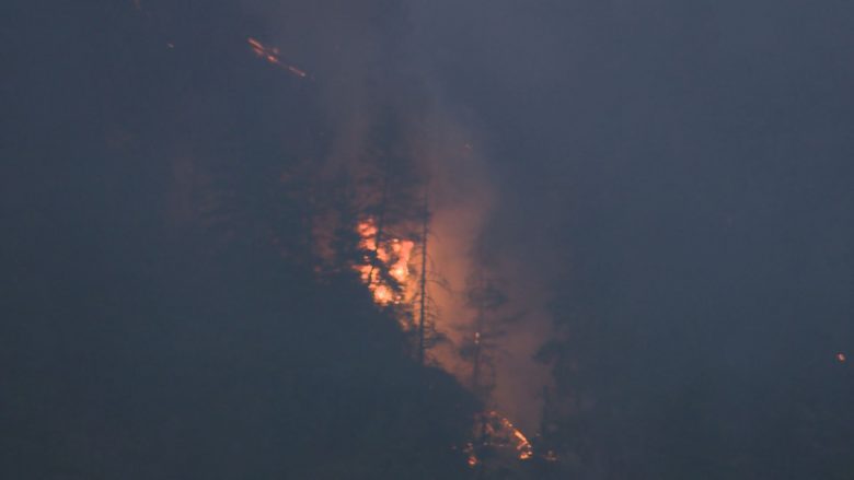 Flames at Darke Creek wildfire north of Summerland, Monday, Aug. 20, 2018.
