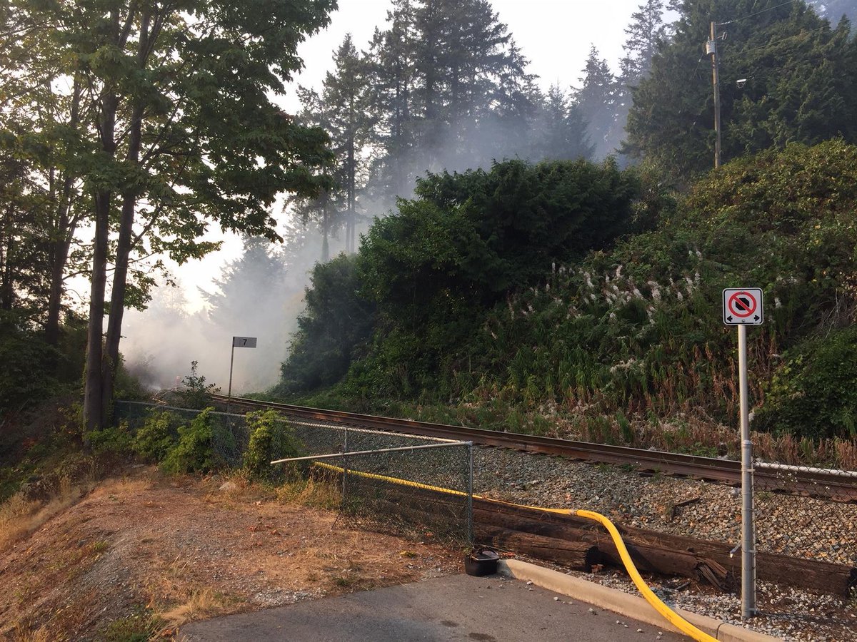 Crews say the fire is near the train tracks adjacent to Sunset Lane.