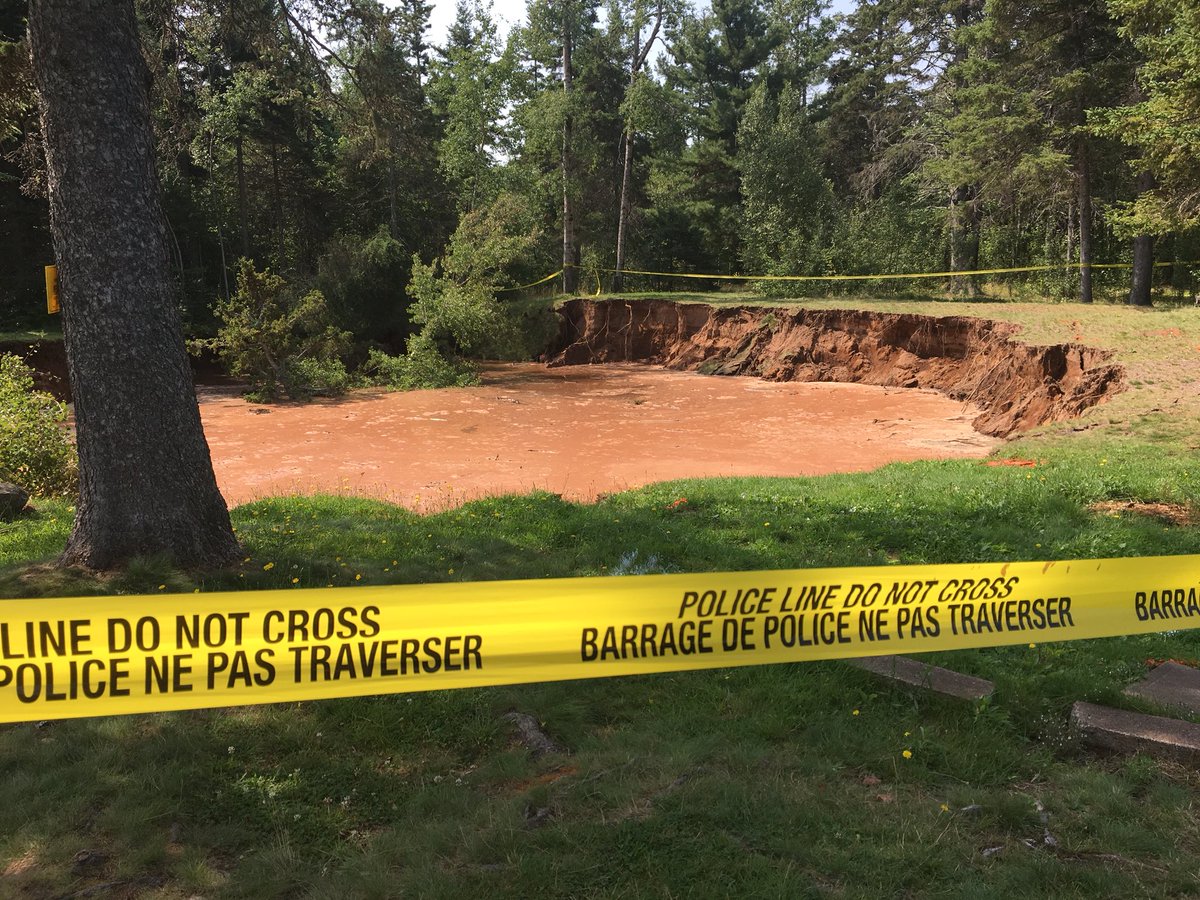 Officials in Oxford, N.S., say the sinkhole in Oxford and Area Lions Parkland has not grown any larger.