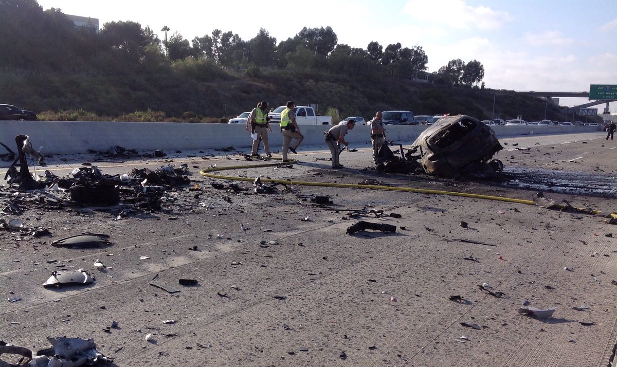 The scene at the car crash that killed 18-year-old Trevor Heitmann as well as a 43-year-old woman and a 12-year-old girl.