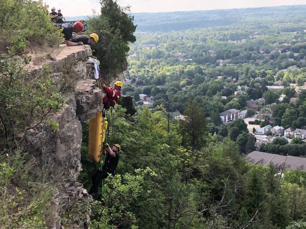 Hamilton fire conduct a rope rescue on Aug. 24.